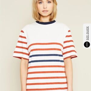 NATIVE YOUTH White Tee with Red & Navy Stripes